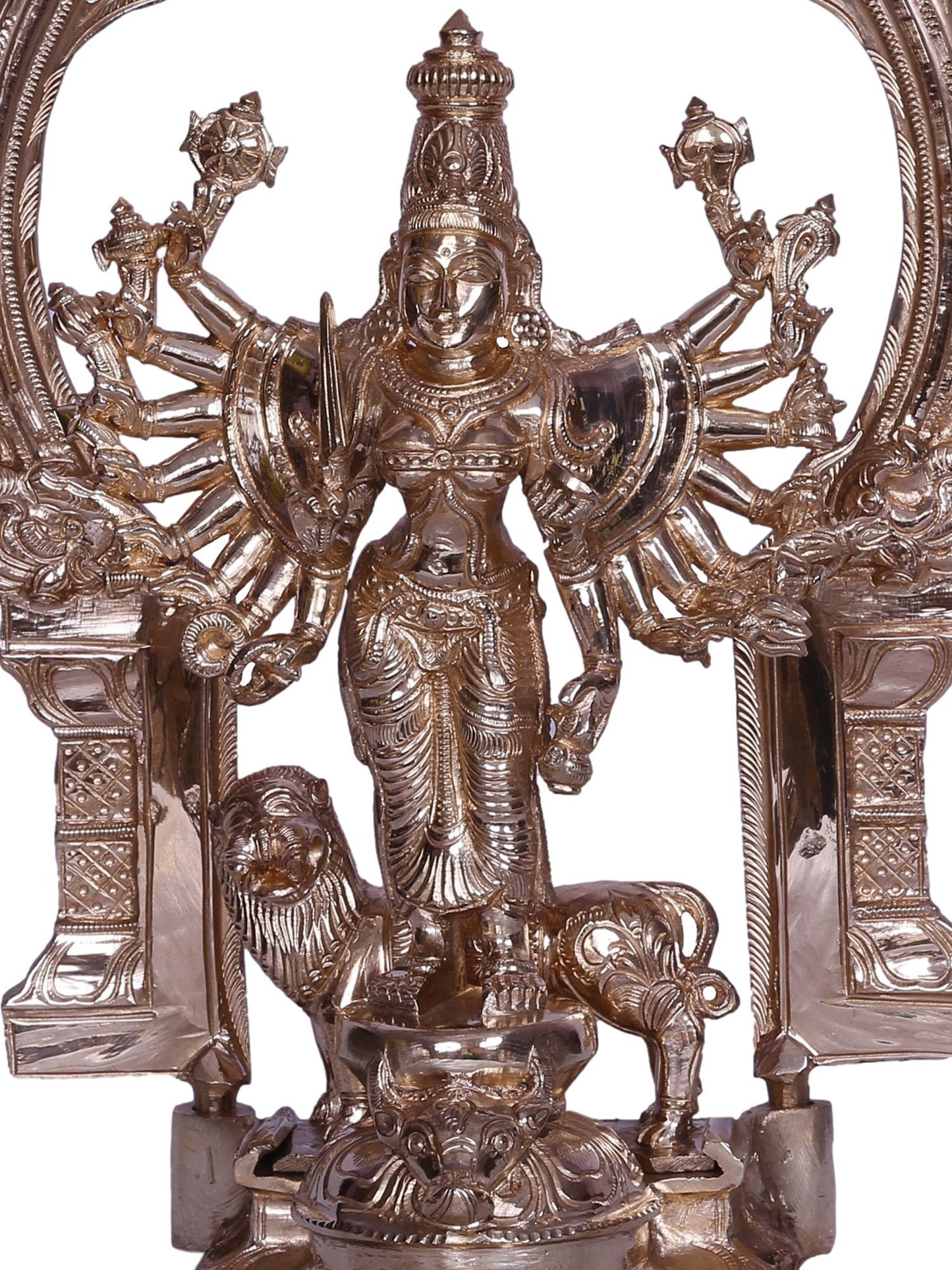 13" Bronze Sculpture Of Hindu Goddess Durga With Multiple Hands | Bronze Statue