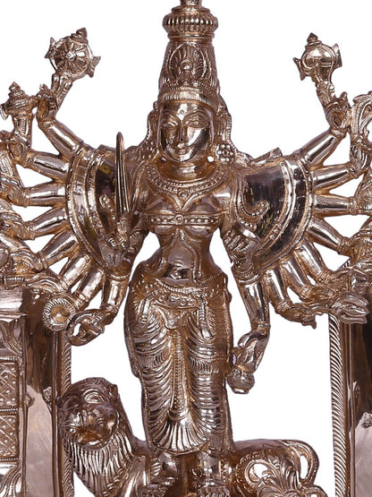 13" Bronze Sculpture Of Hindu Goddess Durga With Multiple Hands | Bronze Statue