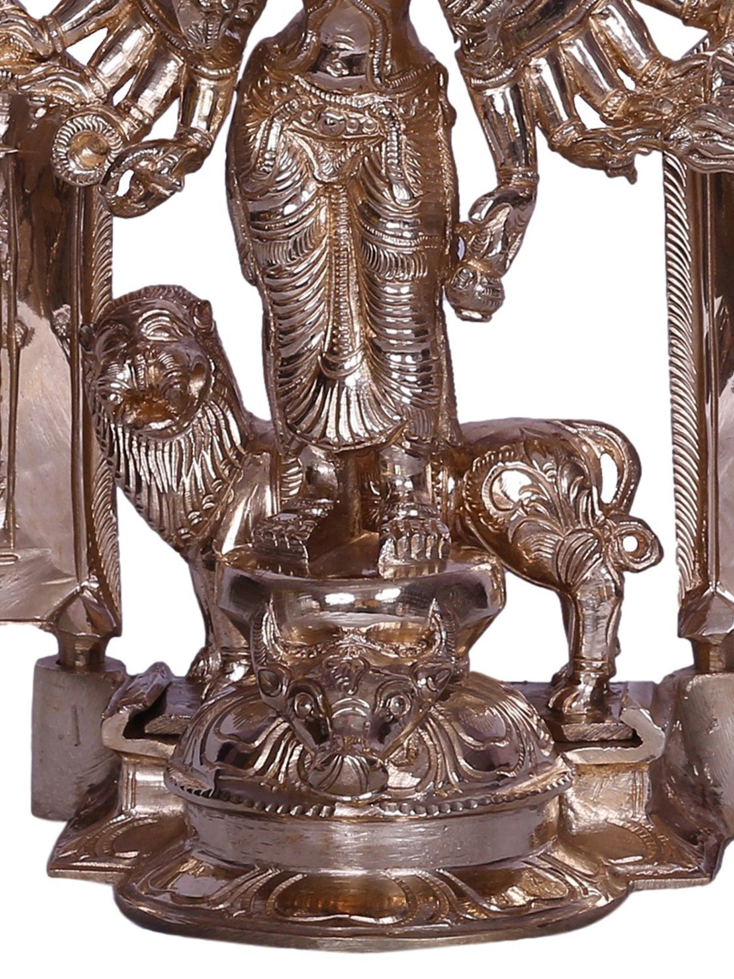 13" Bronze Sculpture Of Hindu Goddess Durga With Multiple Hands | Bronze Statue