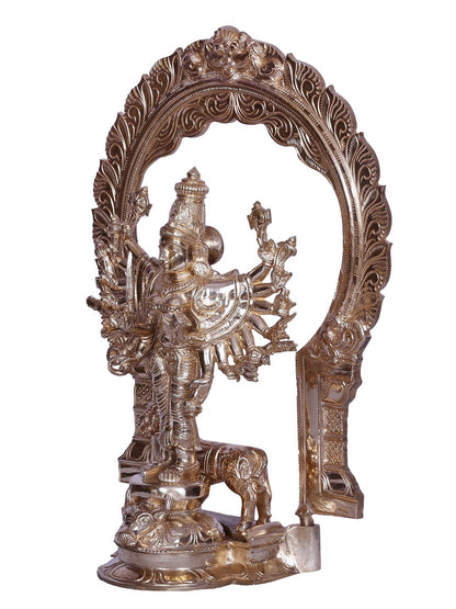 13" Bronze Sculpture Of Hindu Goddess Durga With Multiple Hands | Bronze Statue