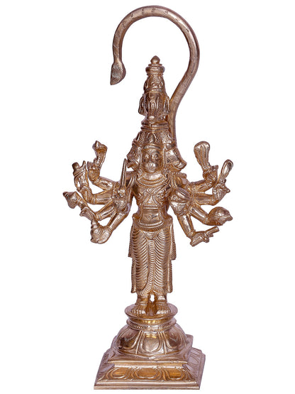 9" Six Armed Lord Panchamukhi Hanuman (Anjaneya) | Bronze Statue