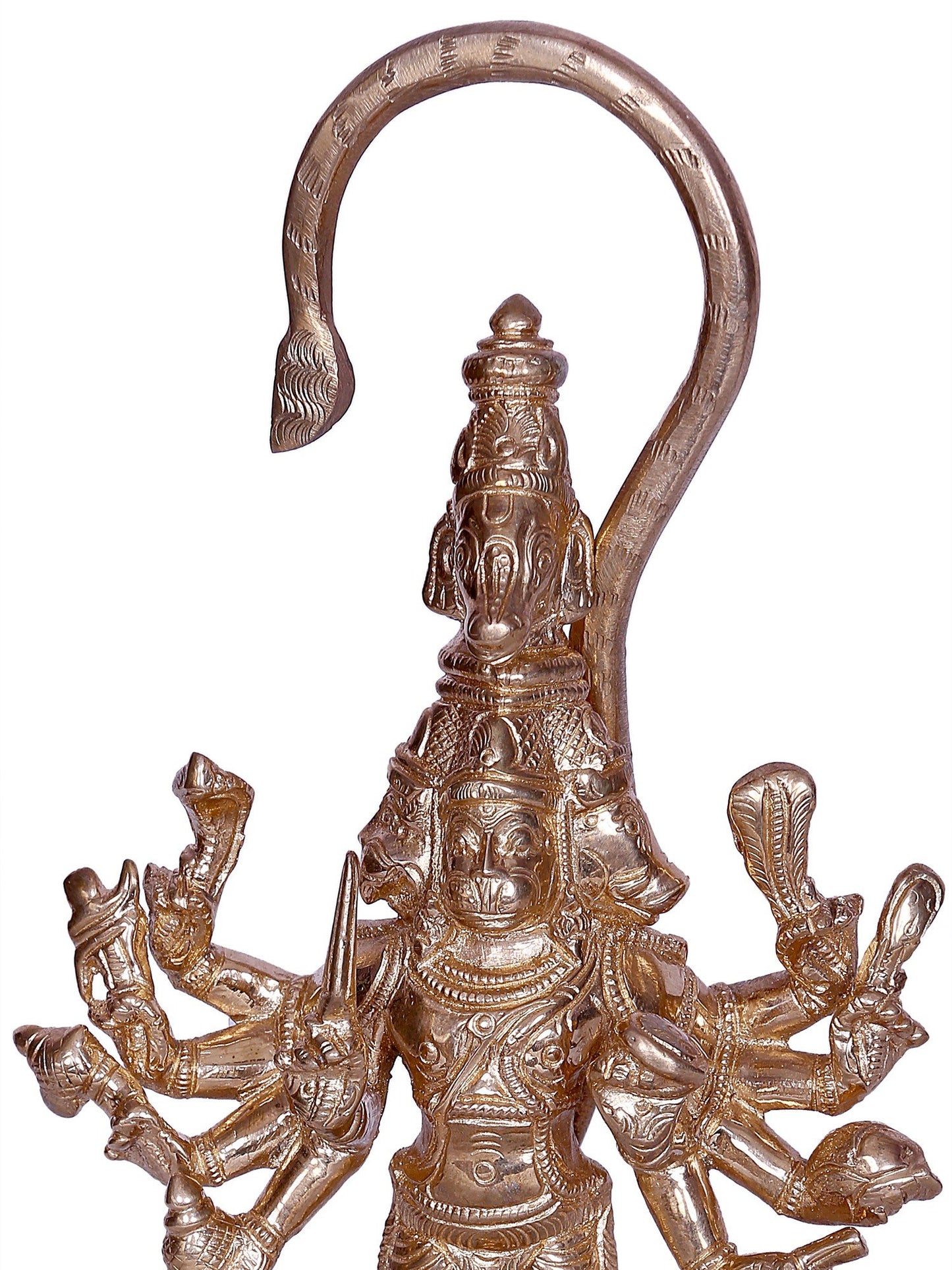 9" Six Armed Lord Panchamukhi Hanuman (Anjaneya) | Bronze Statue