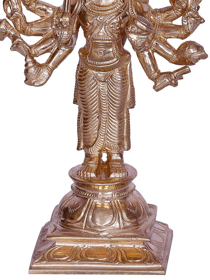 9" Six Armed Lord Panchamukhi Hanuman (Anjaneya) | Bronze Statue