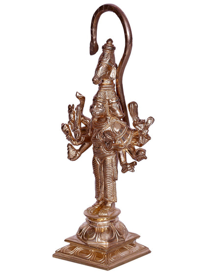 9" Six Armed Lord Panchamukhi Hanuman (Anjaneya) | Bronze Statue