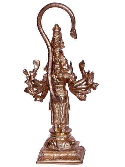 9" Six Armed Lord Panchamukhi Hanuman (Anjaneya) | Bronze Statue