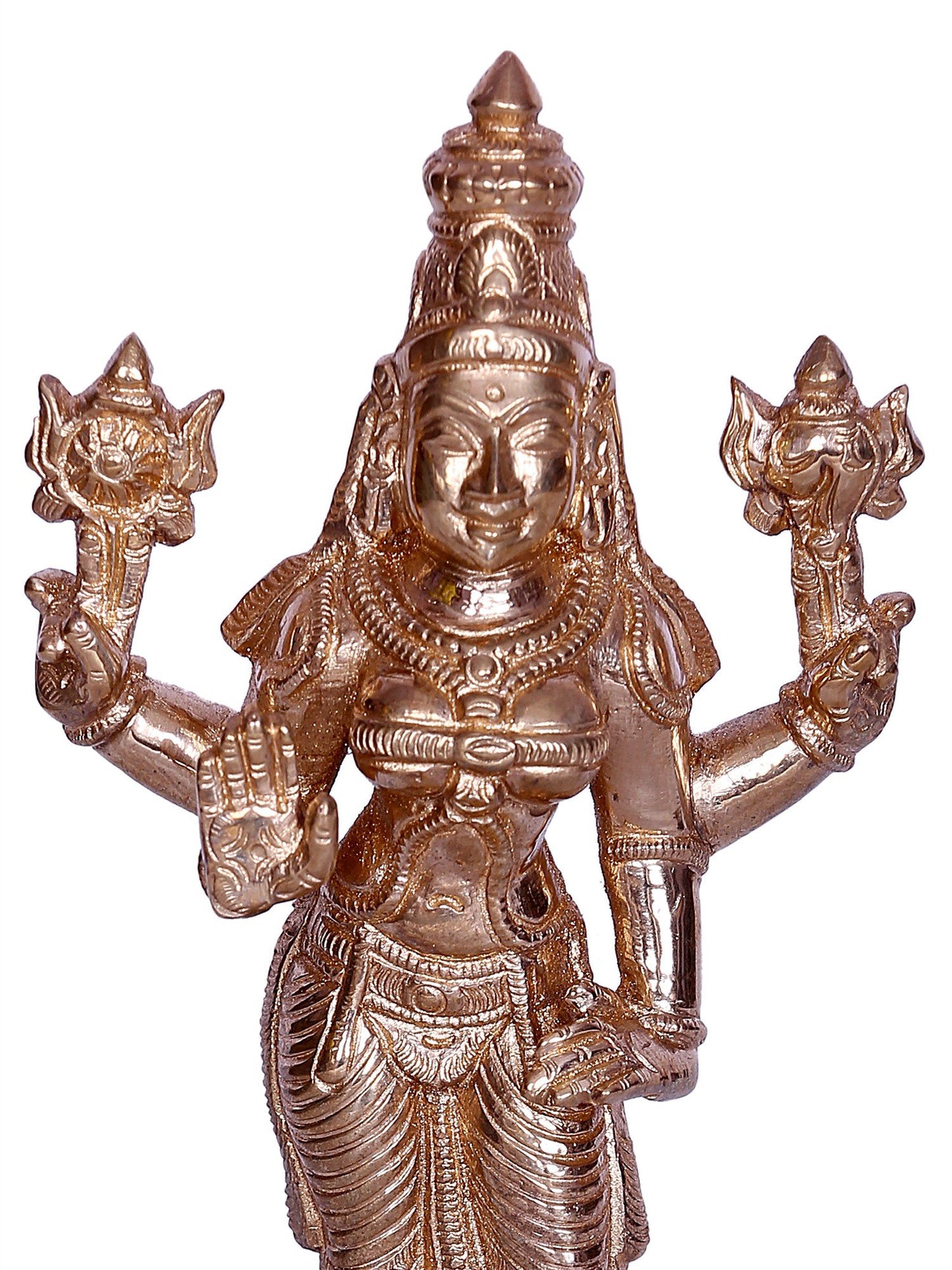 6" Standing Hindu Goddess Durga Sculpture | Decorative Bronze Idol | Figurine For Gifting | Bronze Statue For Temple