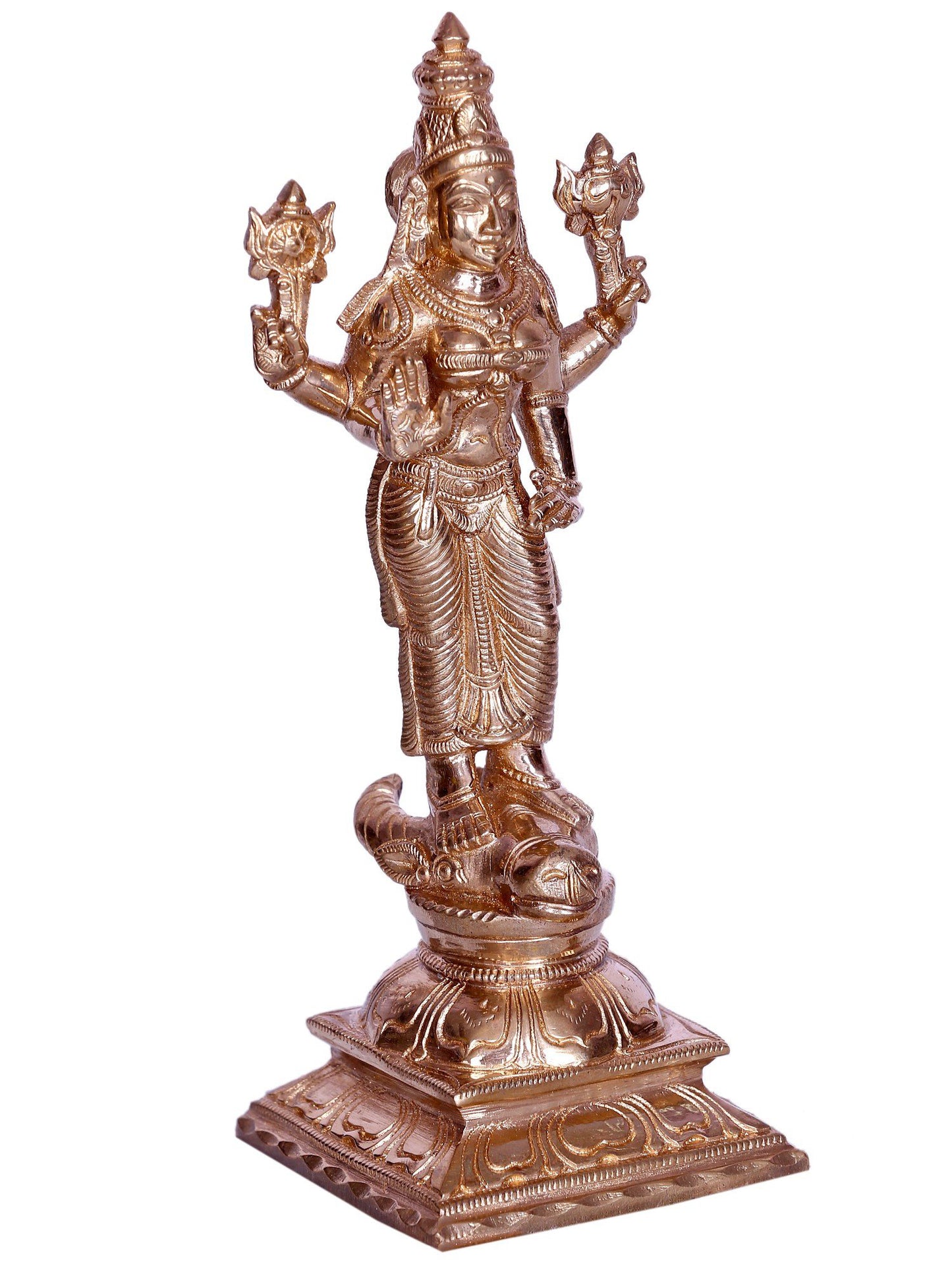 6" Standing Hindu Goddess Durga Sculpture | Decorative Bronze Idol | Figurine For Gifting | Bronze Statue For Temple