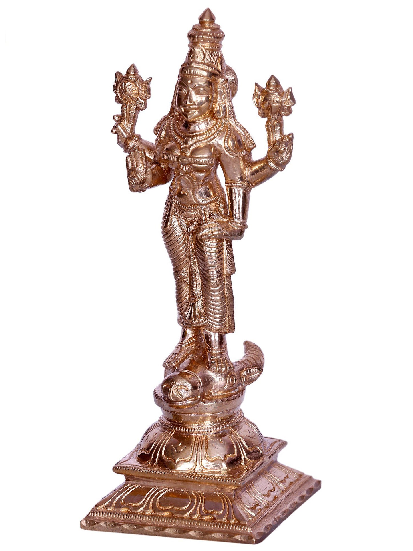 6" Standing Hindu Goddess Durga Sculpture | Decorative Bronze Idol | Figurine For Gifting | Bronze Statue For Temple