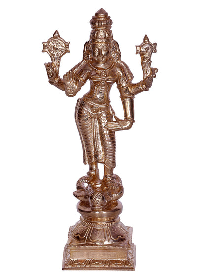 7" Standing Goddess Durga With Vaishnava Symbols Bronze Sculpture | Handmade Bronze Statue