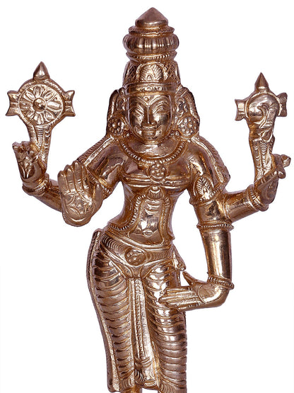 7" Standing Goddess Durga With Vaishnava Symbols Bronze Sculpture | Handmade Bronze Statue