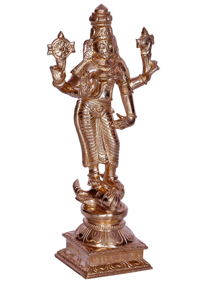 7" Standing Goddess Durga With Vaishnava Symbols Bronze Sculpture | Handmade Bronze Statue