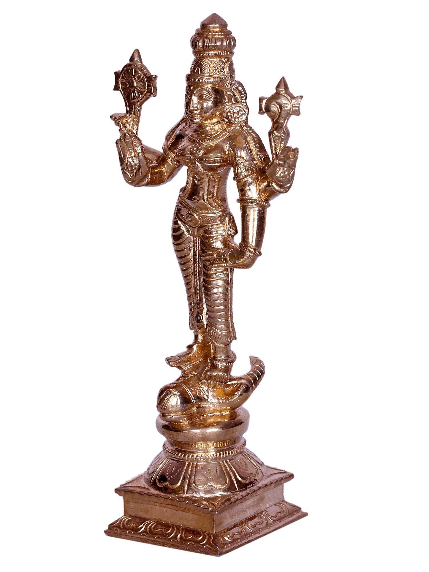 7" Standing Goddess Durga With Vaishnava Symbols Bronze Sculpture | Handmade Bronze Statue