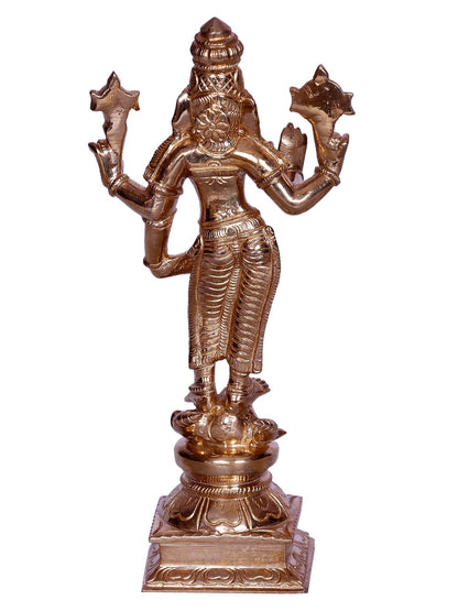 7" Standing Goddess Durga With Vaishnava Symbols Bronze Sculpture | Handmade Bronze Statue