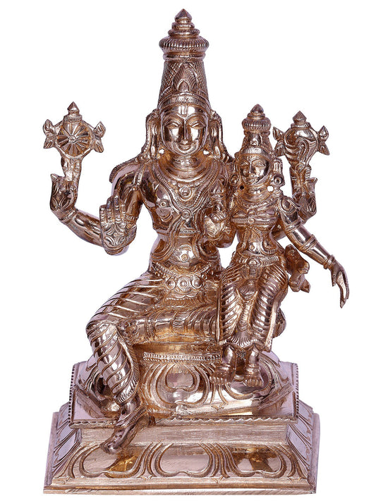 7" Hindu Deities Lakshmi Narayana | Decorative Bronze Idol | Figurine For Gifting | Bronze Statue For Temple