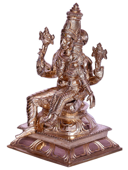 7" Hindu Deities Lakshmi Narayana | Decorative Bronze Idol | Figurine For Gifting | Bronze Statue For Temple