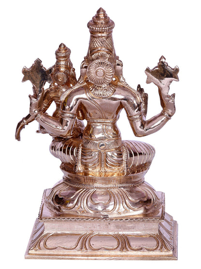 7" Hindu Deities Lakshmi Narayana | Decorative Bronze Idol | Figurine For Gifting | Bronze Statue For Temple