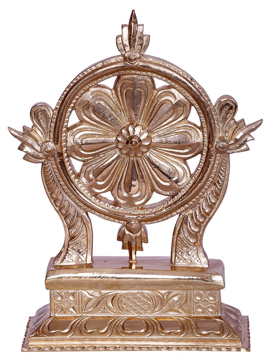 8" Vaishnava Symbol Chakaram Statue With Base | Decorative Bronze Idol | Figurine For Gifting | Bronze Statue For Temple