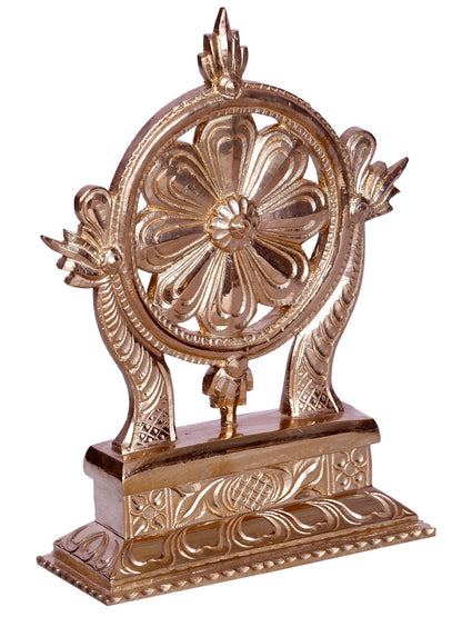 8" Vaishnava Symbol Chakaram Statue With Base | Decorative Bronze Idol | Figurine For Gifting | Bronze Statue For Temple