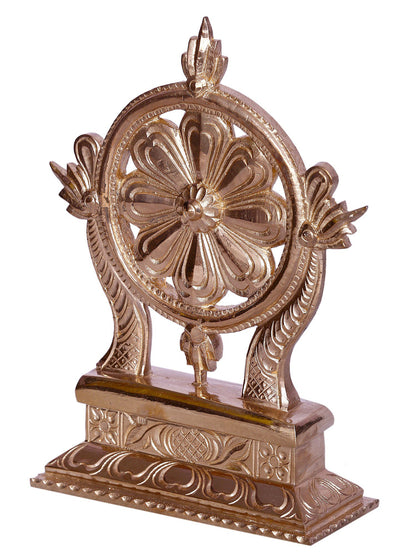 8" Vaishnava Symbol Chakaram Statue With Base | Decorative Bronze Idol | Figurine For Gifting | Bronze Statue For Temple