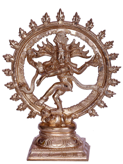 8" Lord Nataraja (A Form Of Shiva) Bronze Sculpture | Decorative Bronze Idol | Figurine For Gifting | Bronze Statue For Temple