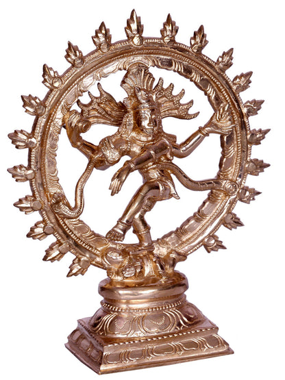 8" Lord Nataraja (A Form Of Shiva) Bronze Sculpture | Decorative Bronze Idol | Figurine For Gifting | Bronze Statue For Temple