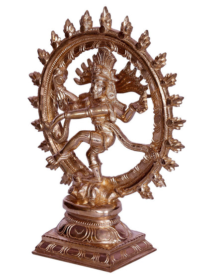 8" Lord Nataraja (A Form Of Shiva) Bronze Sculpture | Decorative Bronze Idol | Figurine For Gifting | Bronze Statue For Temple