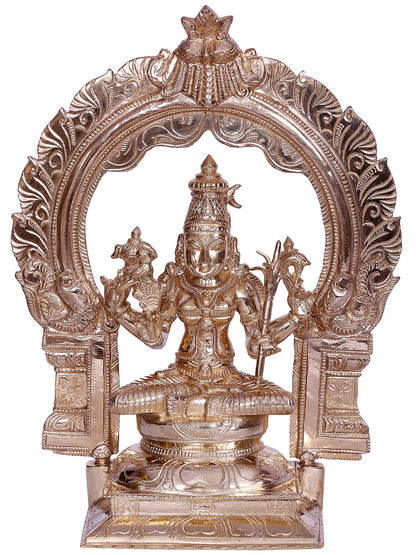 10" Goddess Kamakshi Bronze Sculpture With Arch | Decorative Bronze Idol | Figurine For Gifting