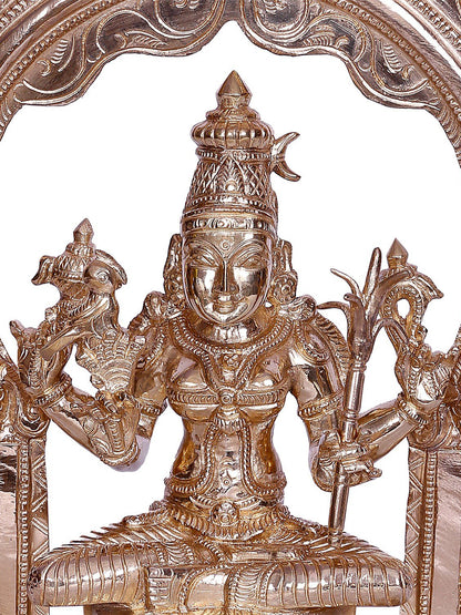 10" Goddess Kamakshi Bronze Sculpture With Arch | Decorative Bronze Idol | Figurine For Gifting