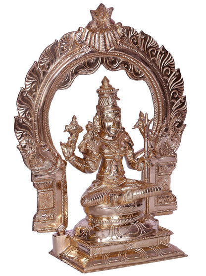 10" Goddess Kamakshi Bronze Sculpture With Arch | Decorative Bronze Idol | Figurine For Gifting