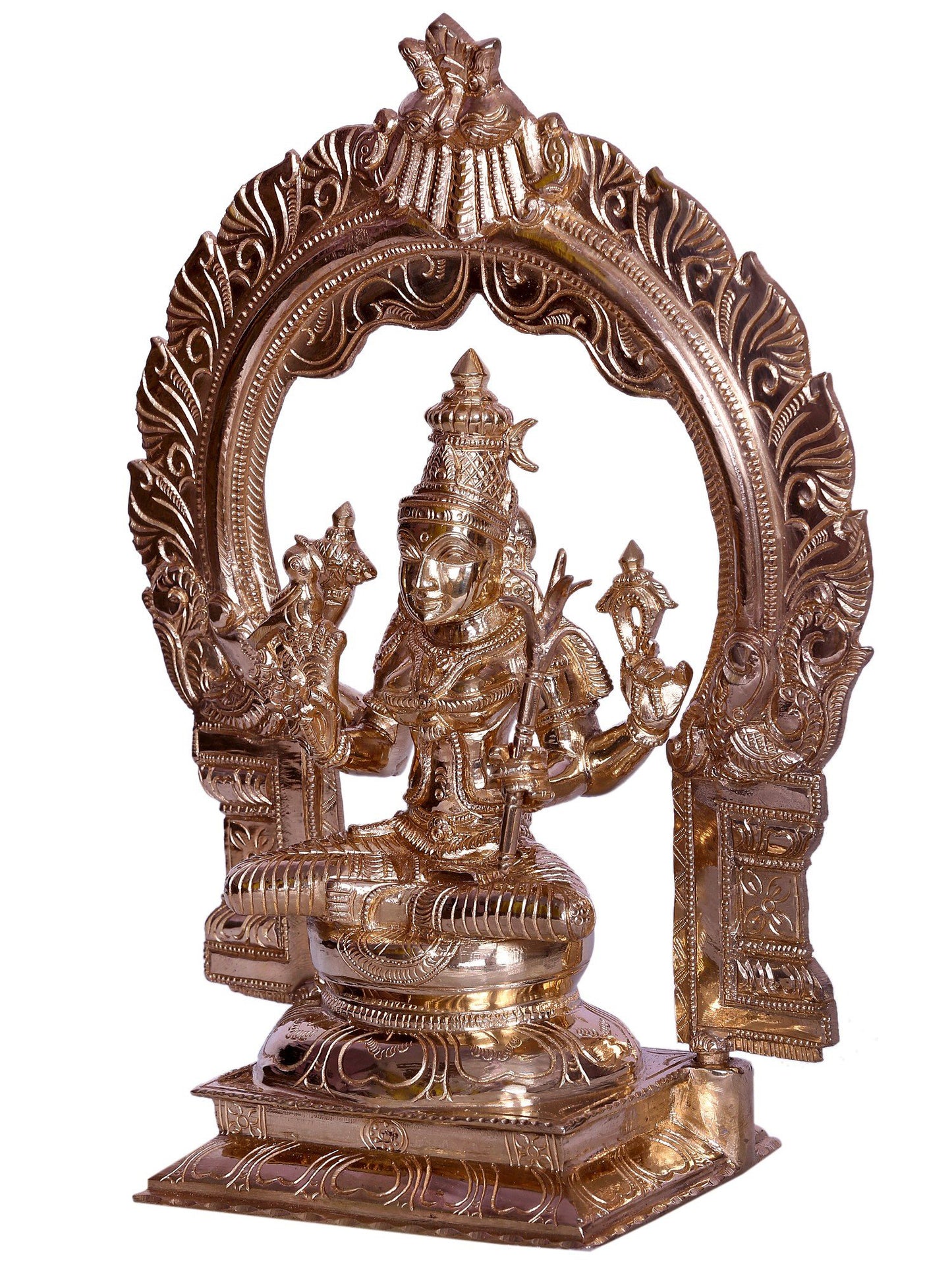 10" Goddess Kamakshi Bronze Sculpture With Arch | Decorative Bronze Idol | Figurine For Gifting