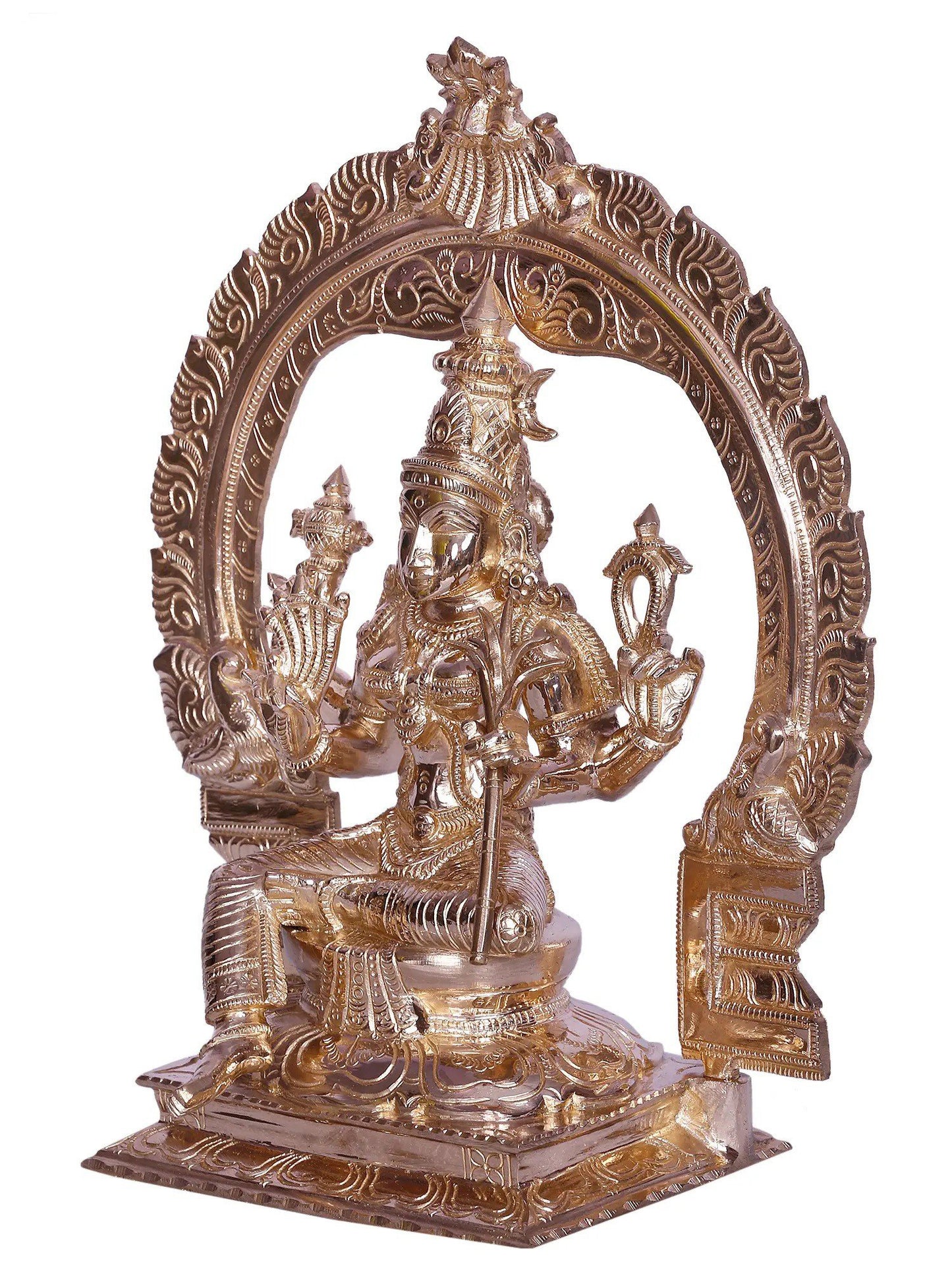 12" Goddess Rajarajeshwari With Kirtimukha Arch | Decorative Bronze Idol