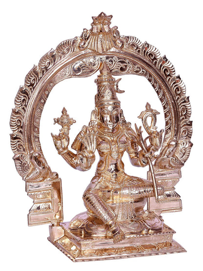 12" Goddess Rajarajeshwari With Kirtimukha Arch | Decorative Bronze Idol