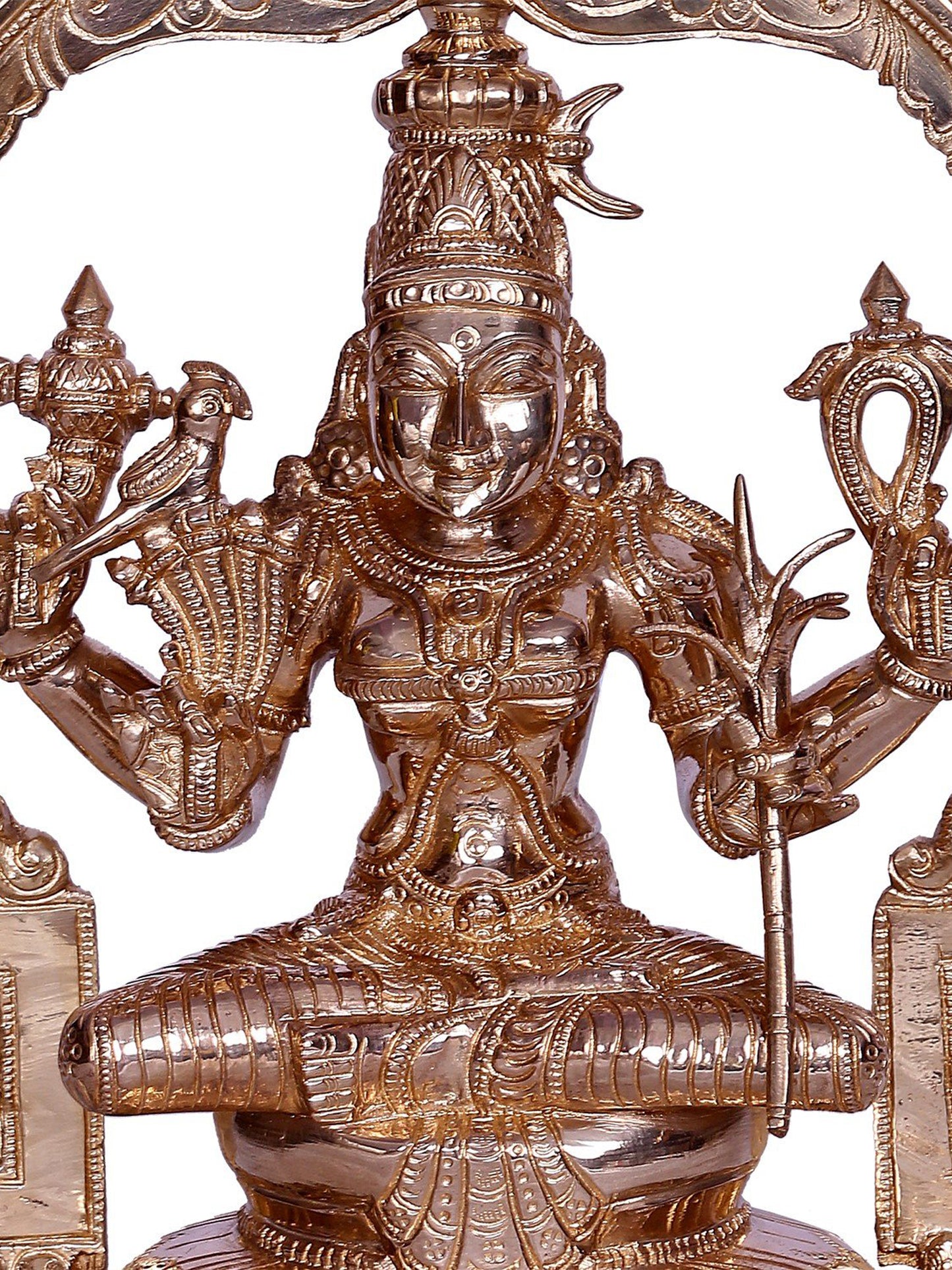 12" Goddess Kamakshi Bronze Statue Seated on Throne | Handmade Bronze Statue