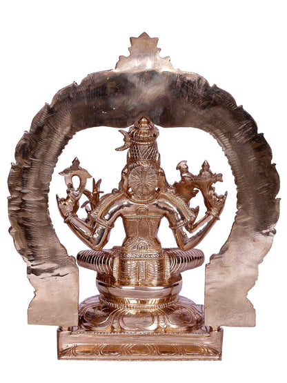 12" Goddess Kamakshi Bronze Statue Seated on Throne | Handmade Bronze Statue