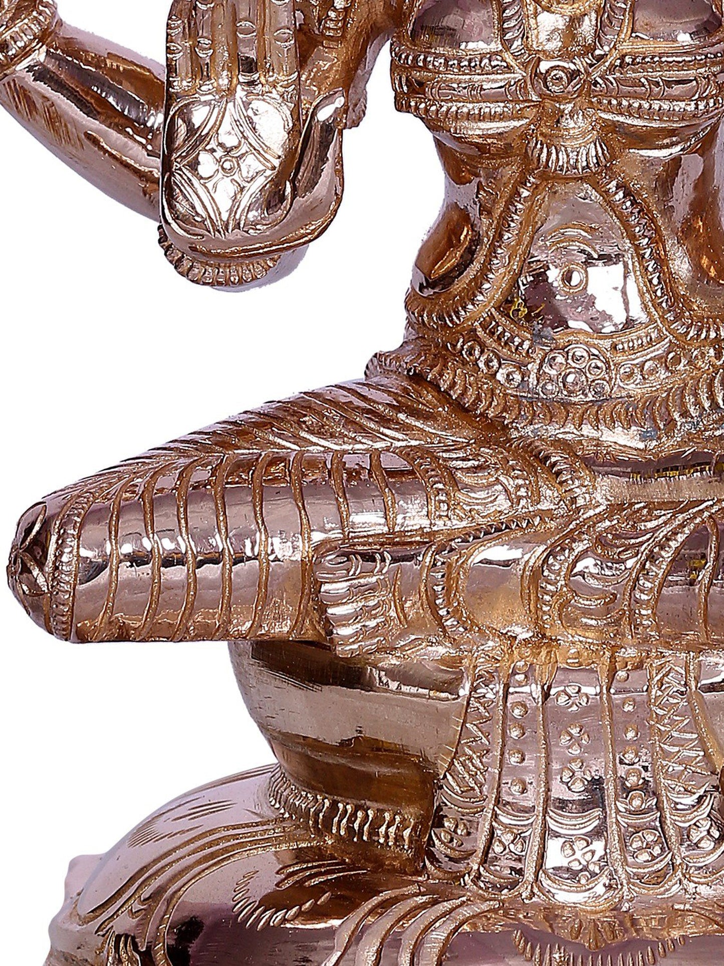 9" Goddess Lakshmi Bronze Statue Seated On Lotus | Handmade Bronze Sculpture