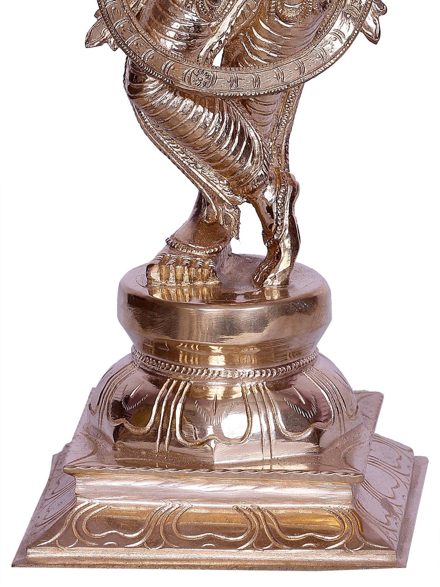 13" Lord Krishna Standing On Lotus Base With Flute | Bronze Statue