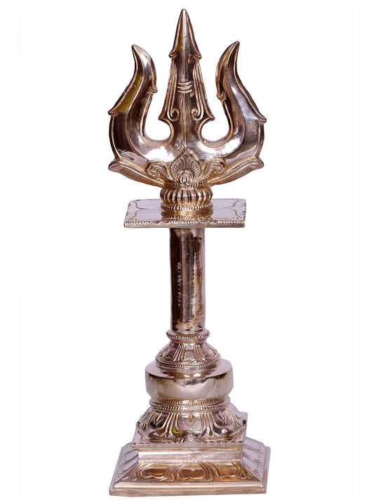 12" The Trident Of Lord Shiva In Bronze | Handmade Bronze Item For Temple