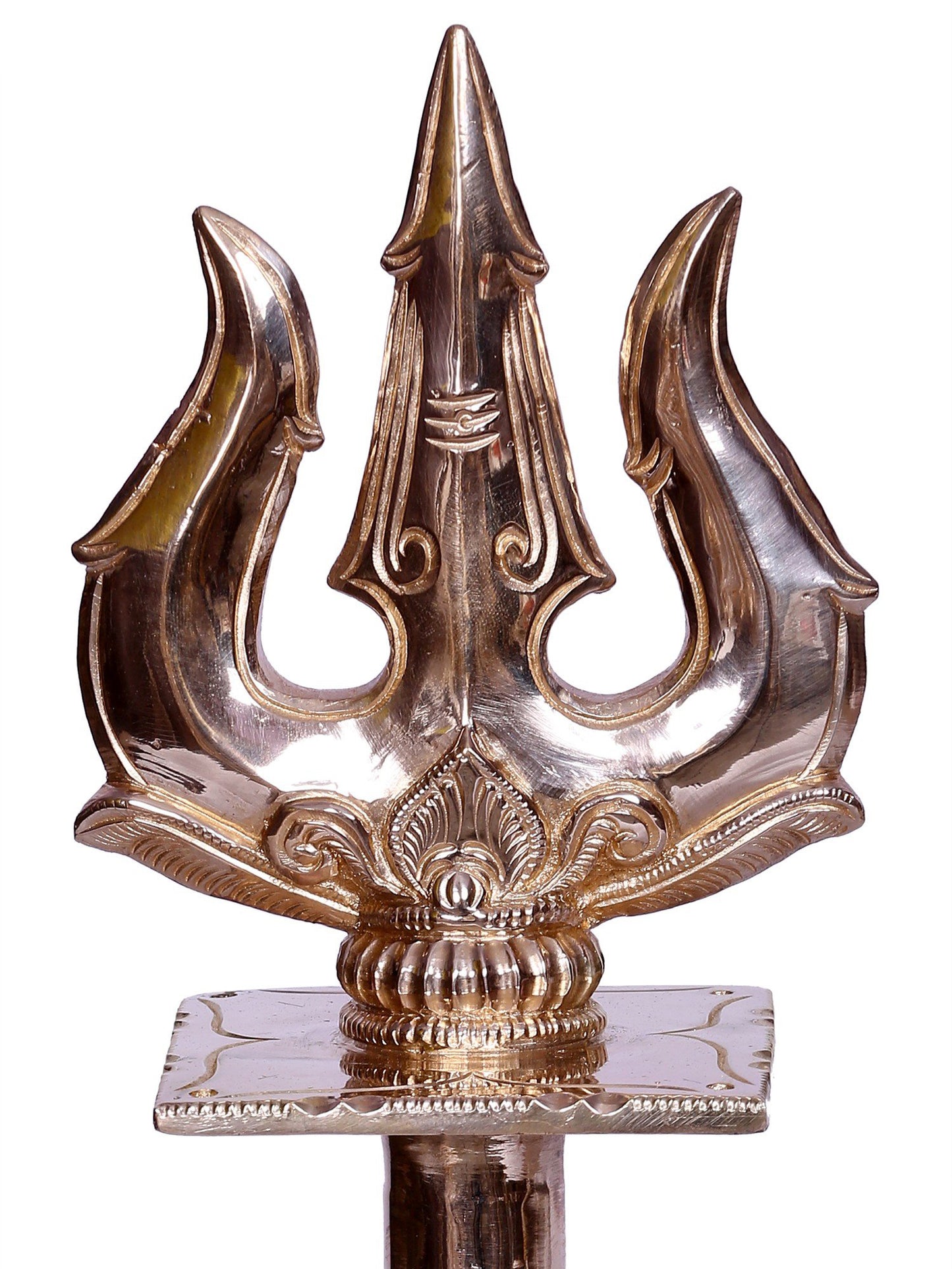 12" The Trident Of Lord Shiva In Bronze | Handmade Bronze Item For Temple