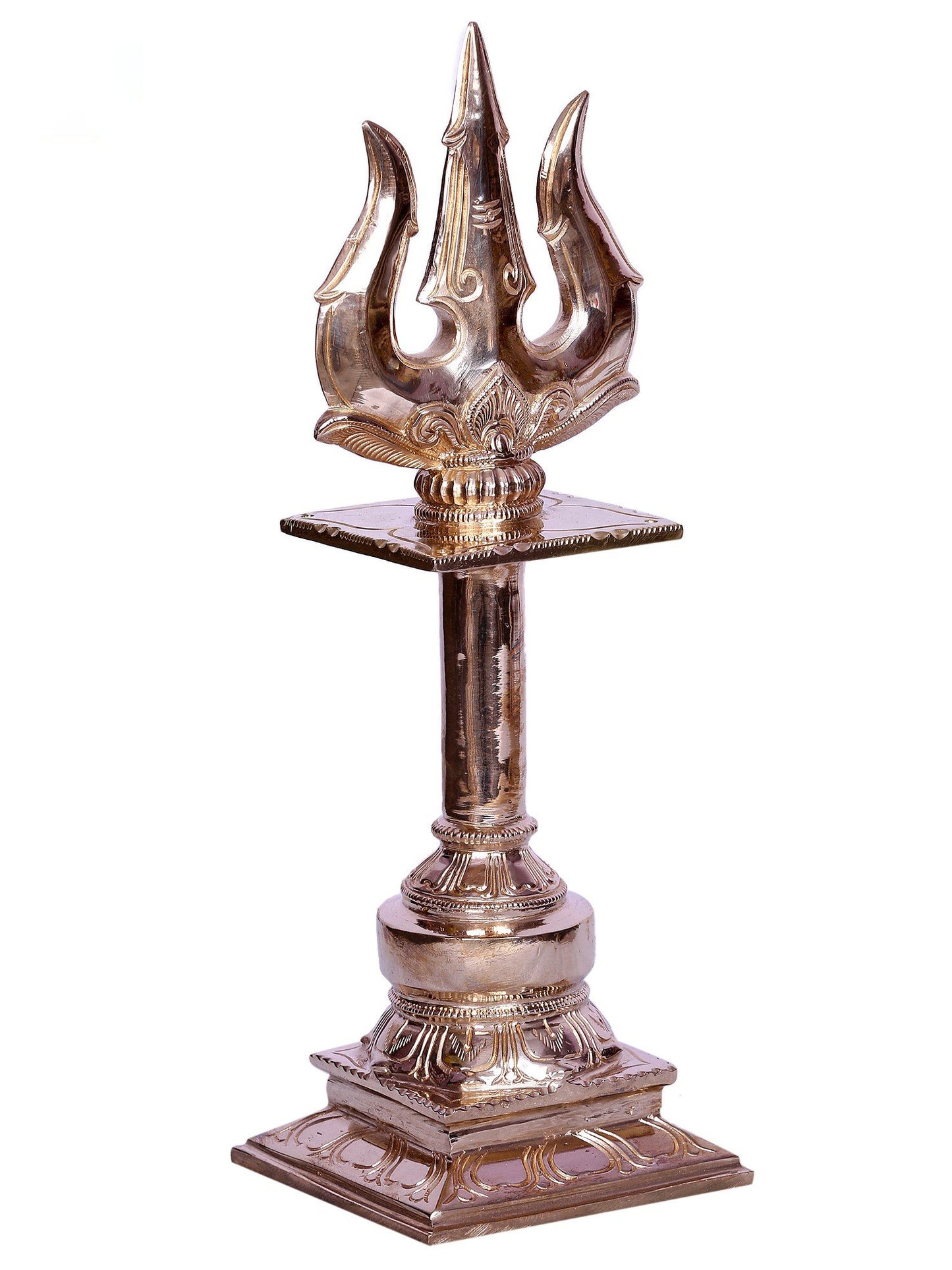 12" The Trident Of Lord Shiva In Bronze | Handmade Bronze Item For Temple