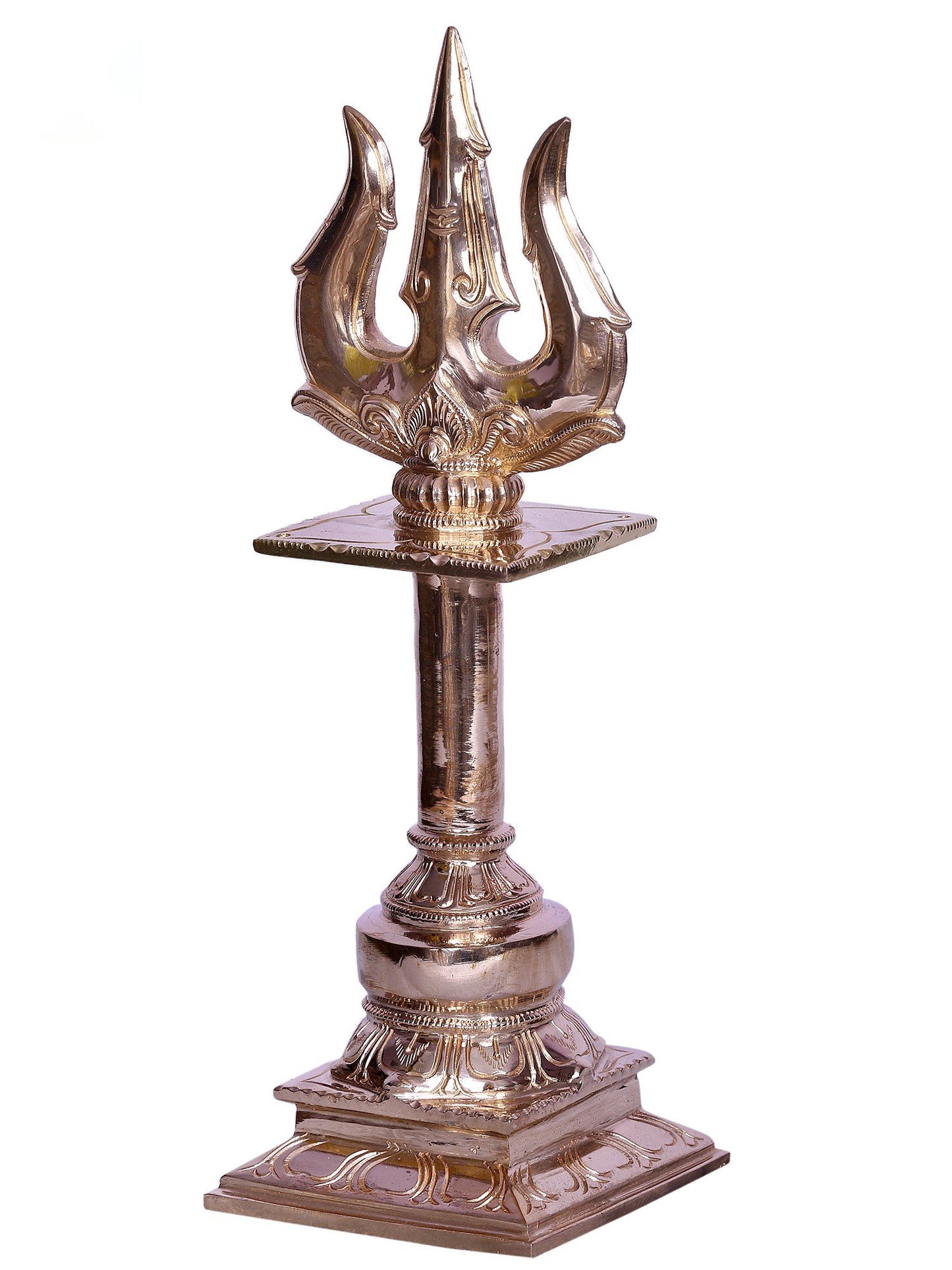 12" The Trident Of Lord Shiva In Bronze | Handmade Bronze Item For Temple