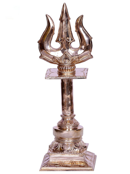 12" The Trident Of Lord Shiva In Bronze | Handmade Bronze Item For Temple