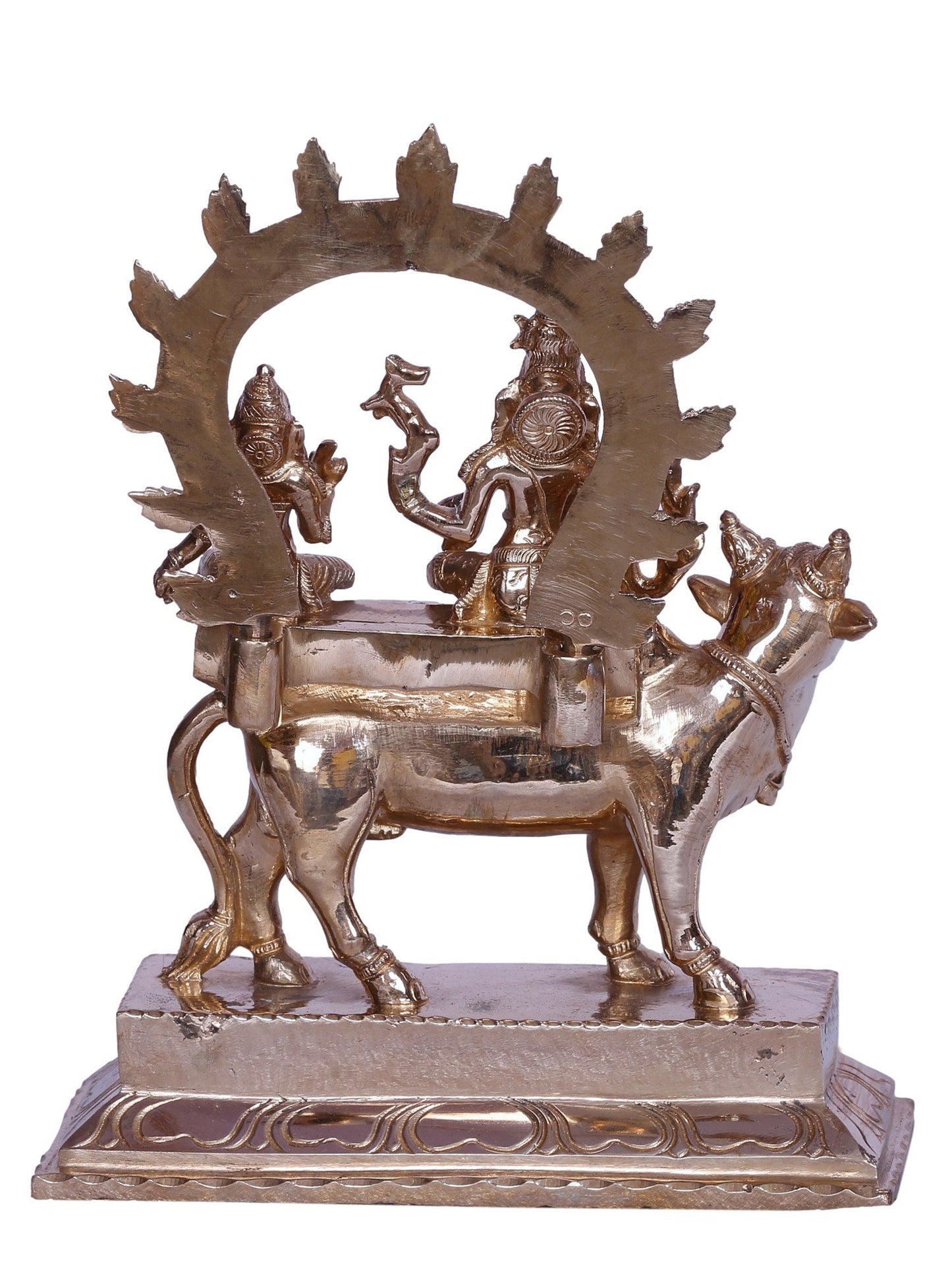 11" Hindu Deities Shiva & Parvati Bronze Sculpture Sitting on Nandi | Handmade Idol | Bronze Shiva & Parvati Statue