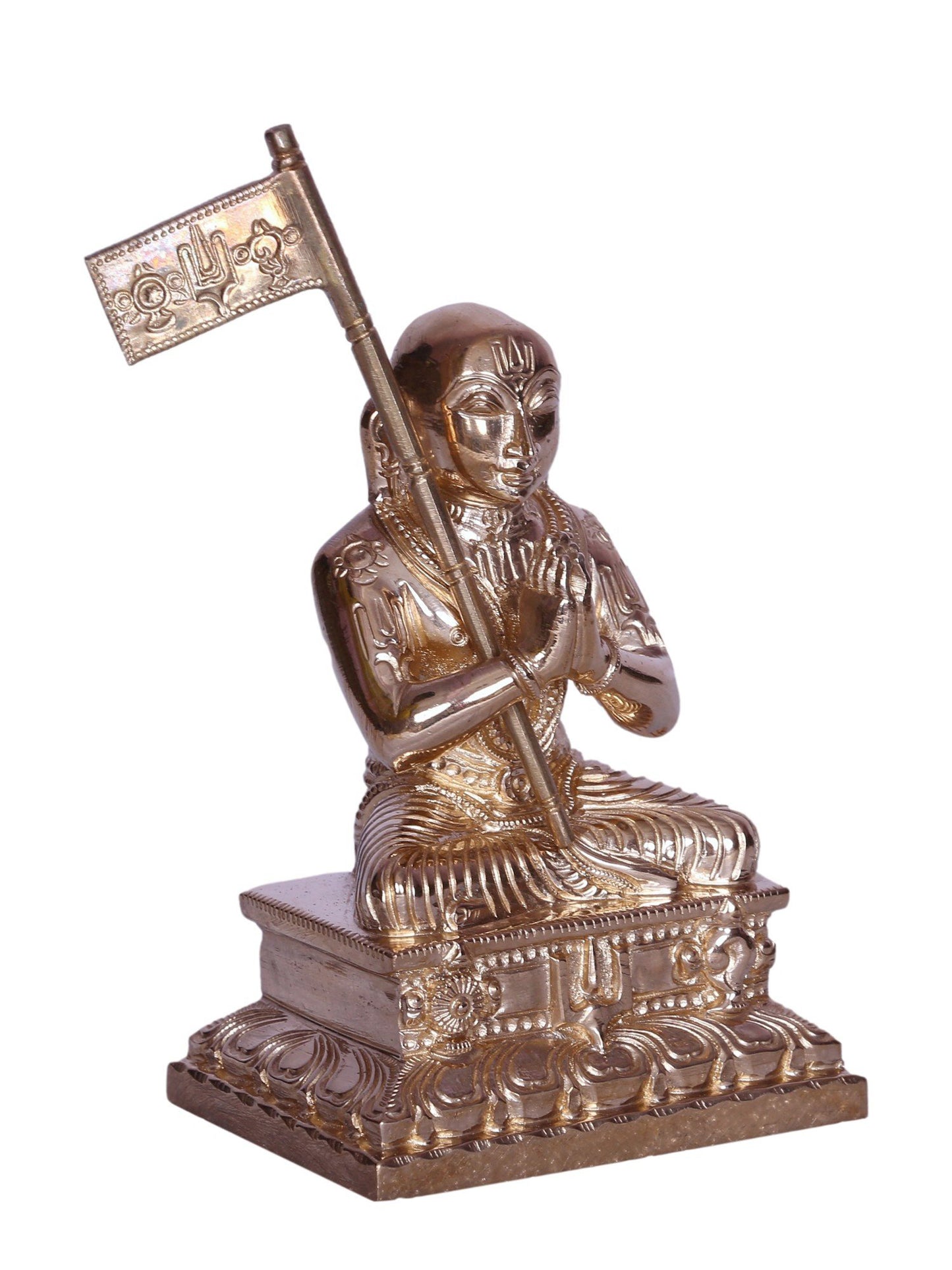 4" Small Hindu Philosopher Ramanuja Bronze Statue | Handmade Bronze Idol | Sculpture