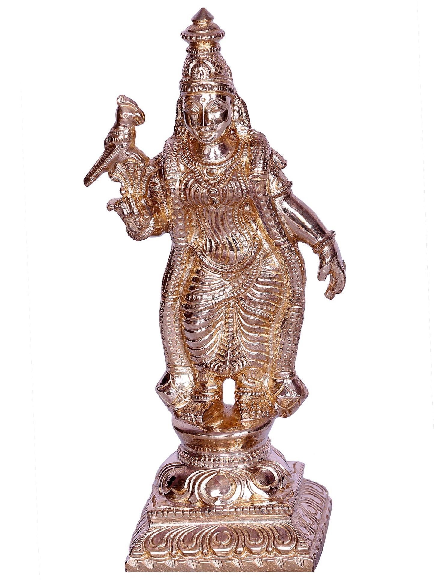 6" Hindu Goddess Meenakshi (Durga) Bronze Sculpture | Handmade Idol | Goddess Durga Bronze Statue