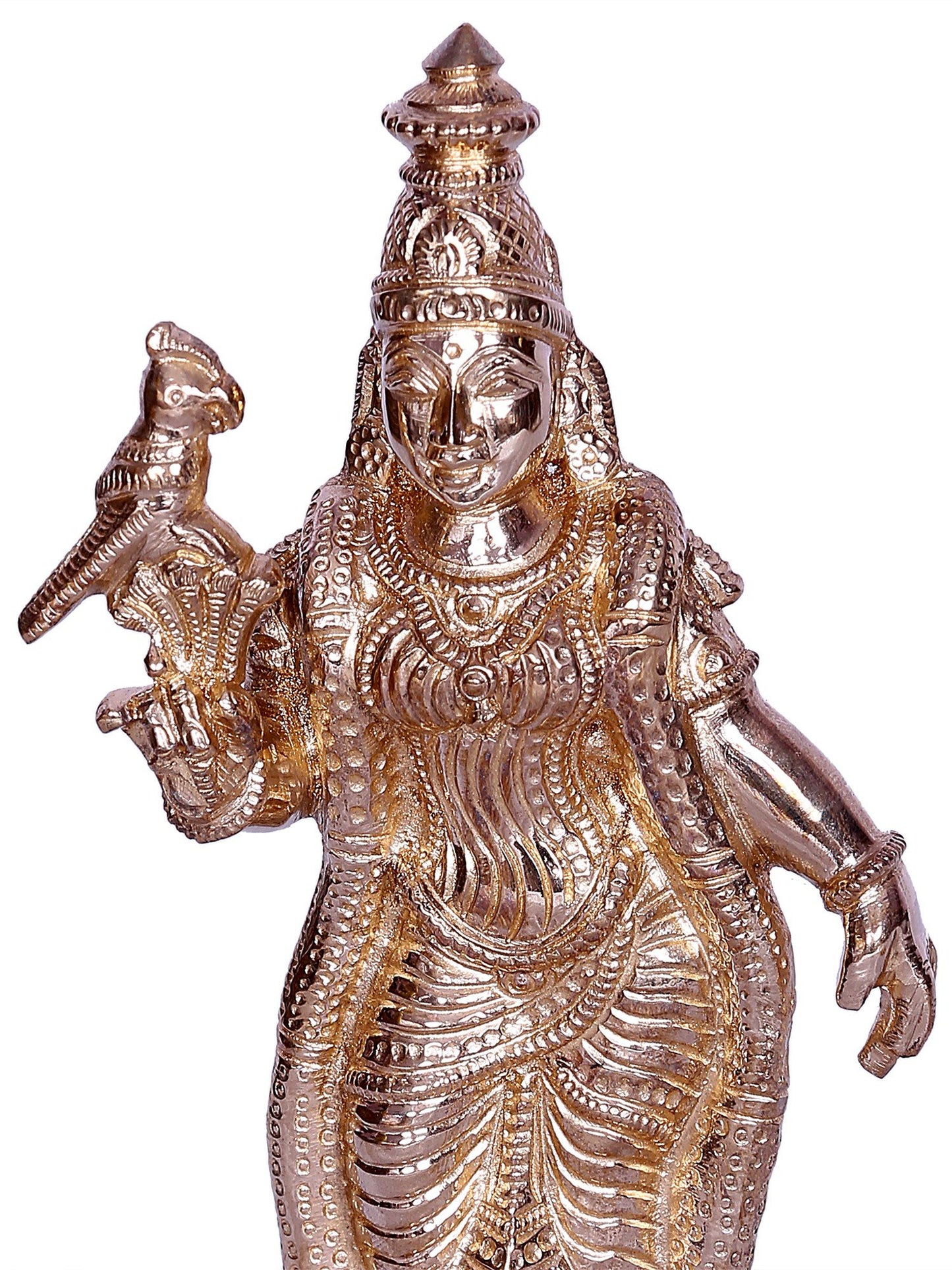 6" Hindu Goddess Meenakshi (Durga) Bronze Sculpture | Handmade Idol | Goddess Durga Bronze Statue