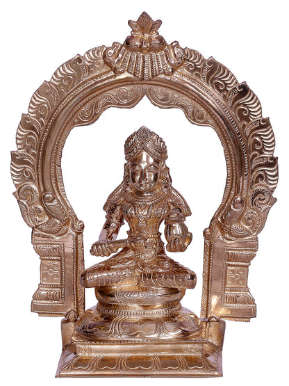 10" Goddess Annapurna Bronze Statue With Arch | Handmade Statue | Bronze Goddess Idol