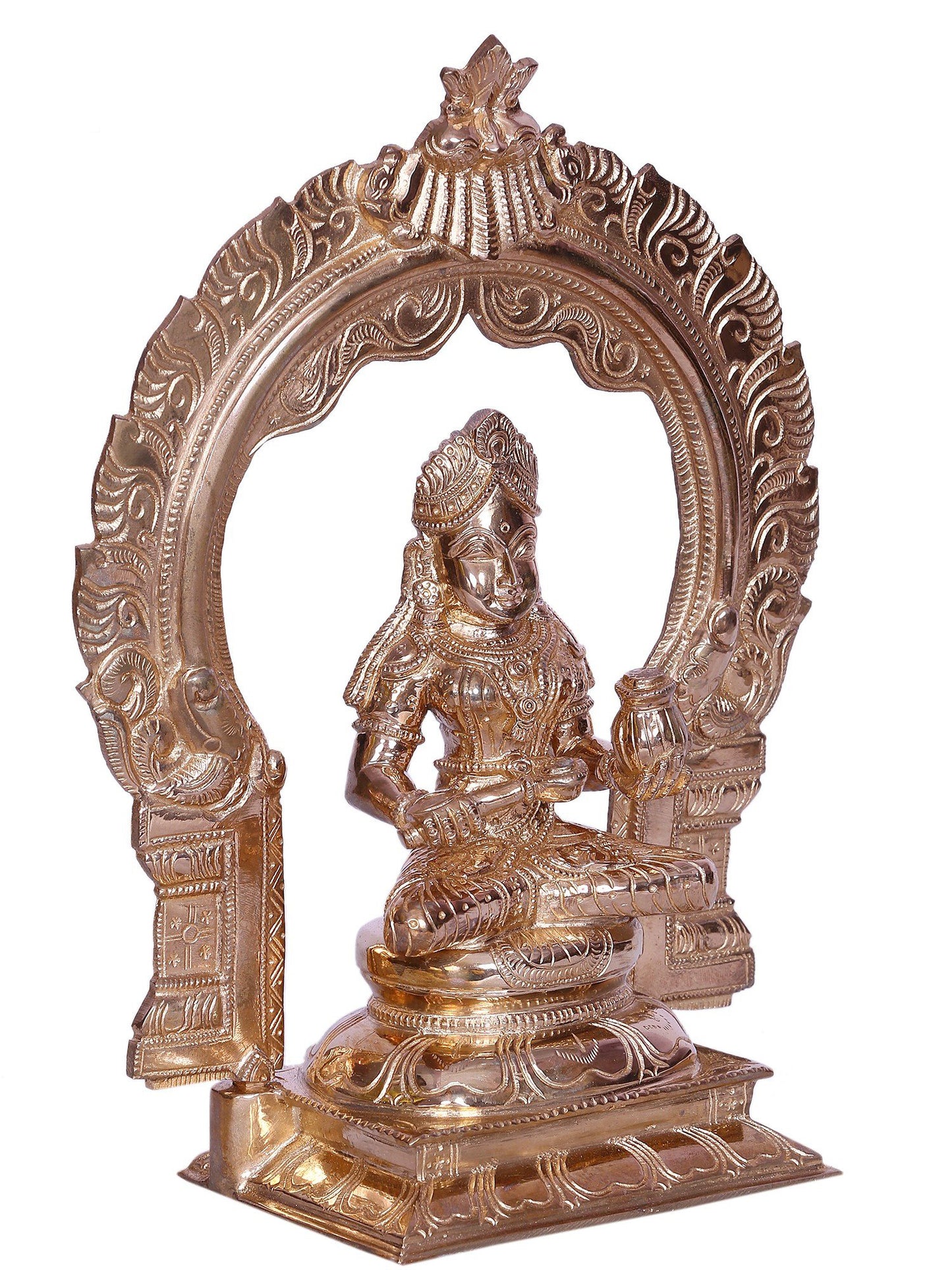 10" Goddess Annapurna Bronze Statue With Arch | Handmade Statue | Bronze Goddess Idol