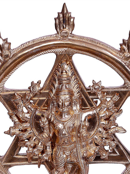 Sudarshan Chakrathalwar And Lord Narsimha (Back Side) | Decorative Bronze Idol | Bronze Statue For Temple