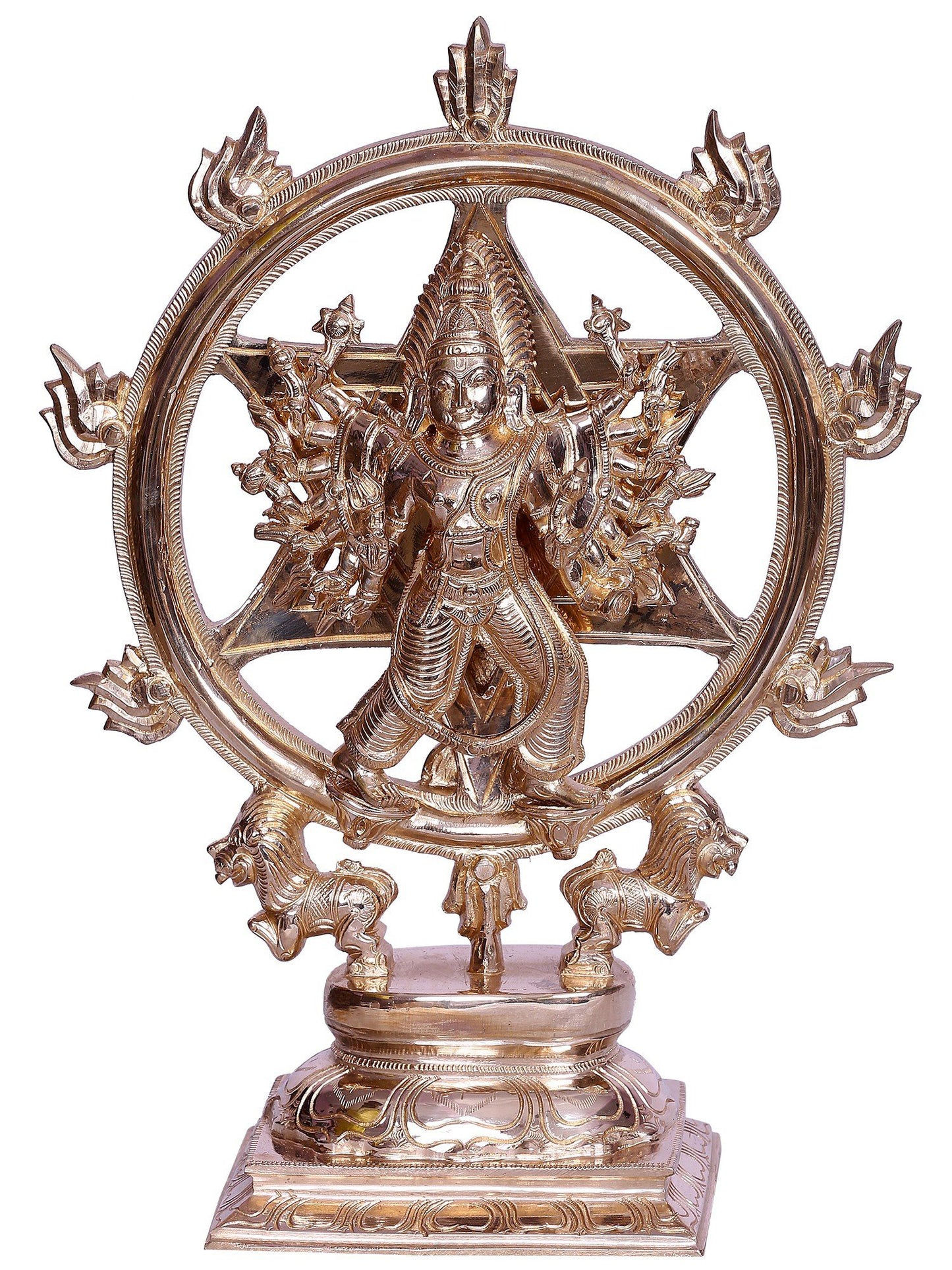 Sudarshan Chakrathalwar And Lord Narsimha (Back Side) | Decorative Bronze Idol | Bronze Statue For Temple