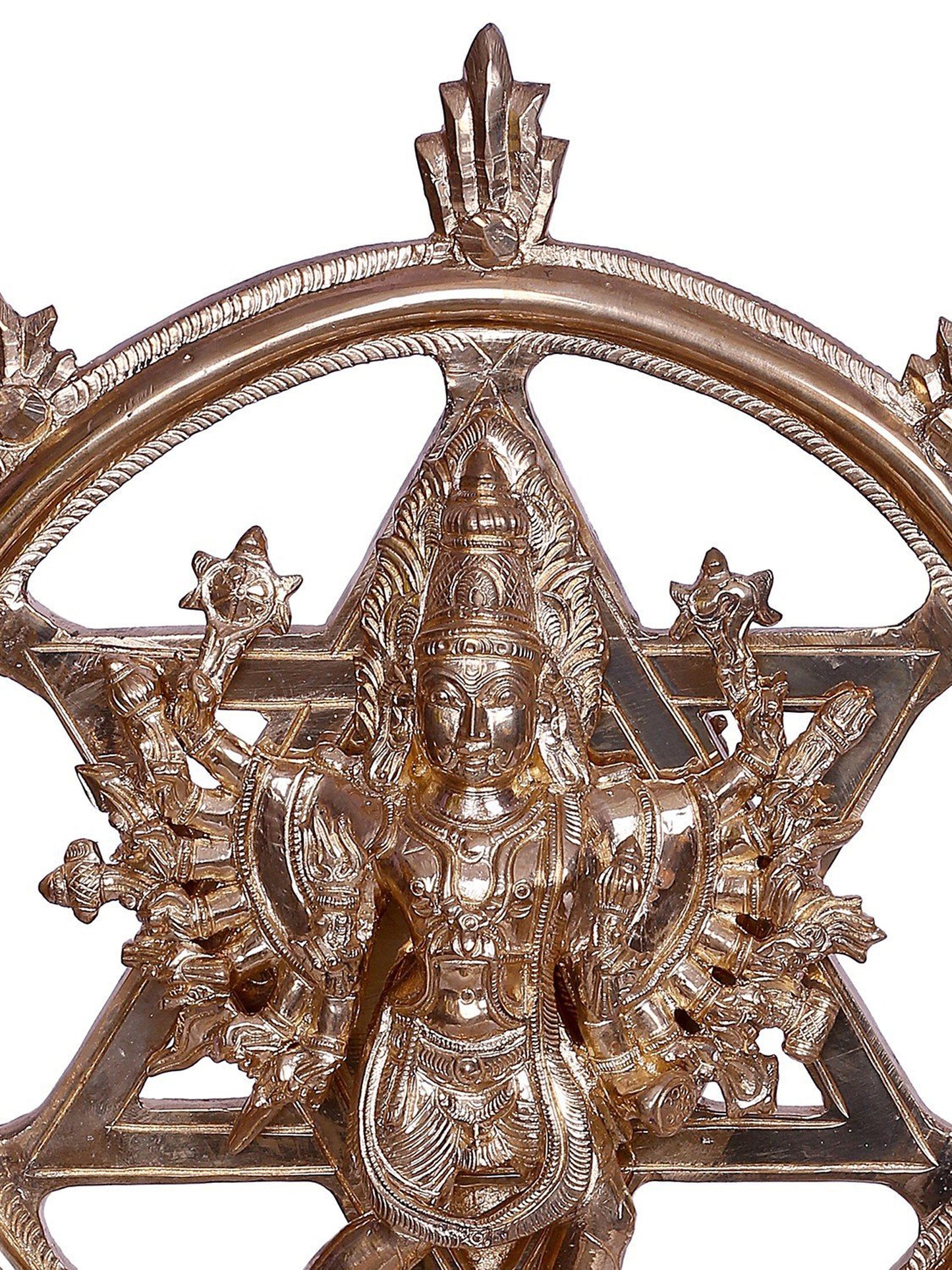 Sudarshan Chakrathalwar And Lord Narsimha (Back Side) | Decorative Bronze Idol | Bronze Statue For Temple